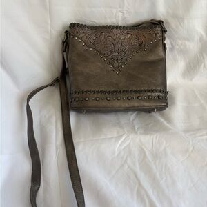 Shyanne Brown Leather Crossbody Bag with Stud Accents